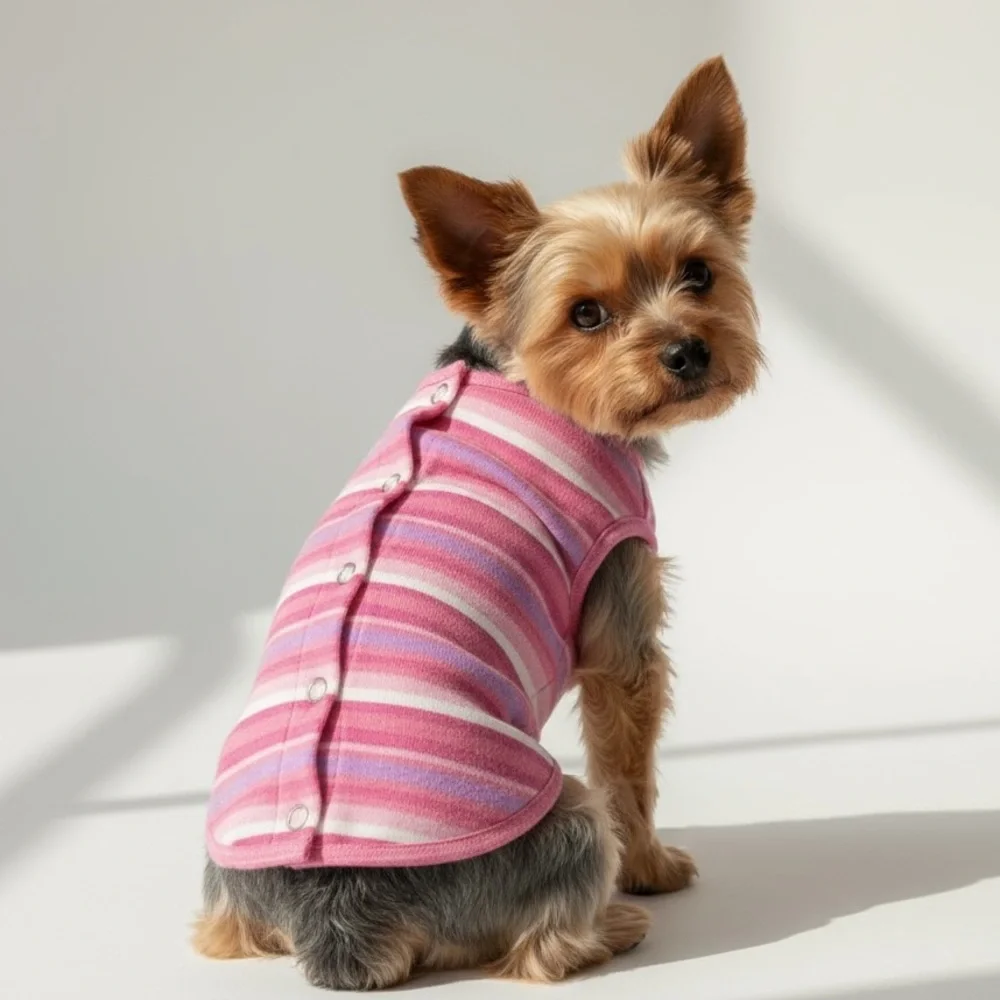 Pink Striped Knit Dog Shirt